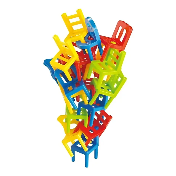 Juego Mesa Torre Sillas Equilibrio Marca Expreso Polar Apilable 24 Pzas Rojo