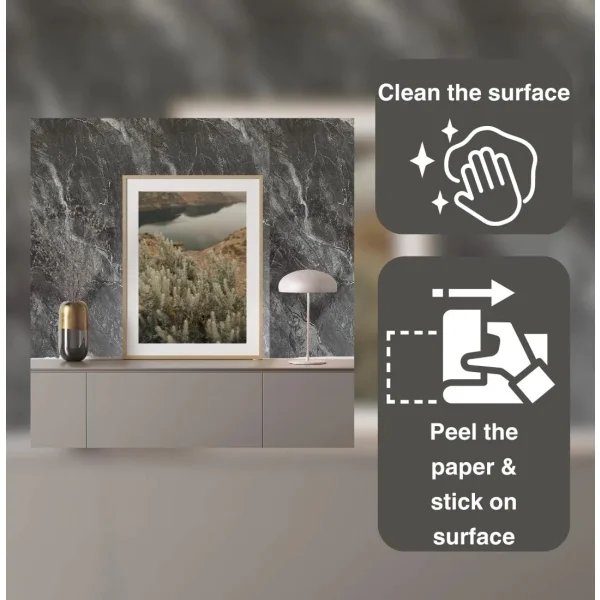 Revestimiento Pared Simil Mármol Pe Autoadhesivo Pack X20 Blanco Veteado