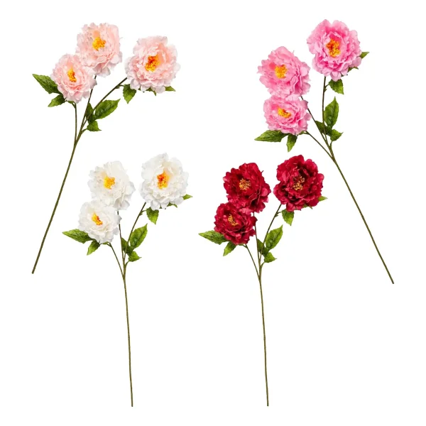 Vara Peonias Artificiales 70cm Flores Grandes Deco Pack X3 Rosa