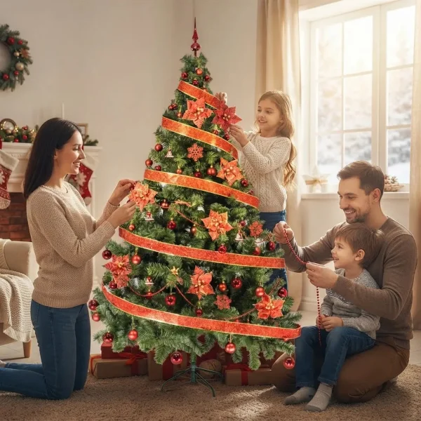 Arbol Navidad Tronador Verde 2,10m + Kit 60 Rojo