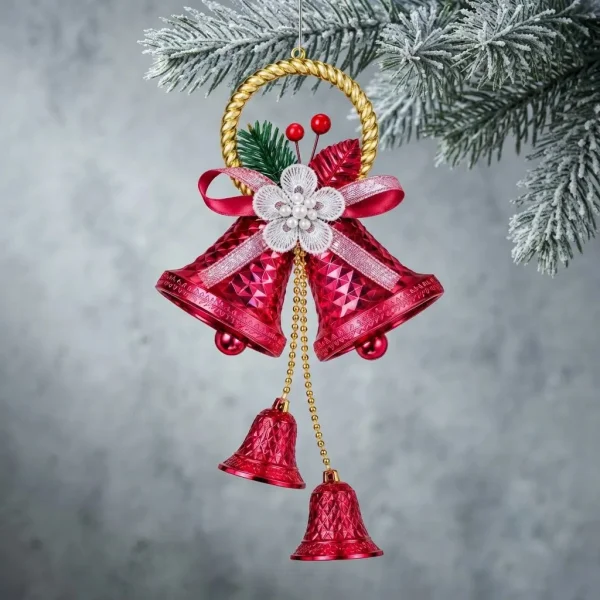 Adorno Campana Navideña Colgante Navidad Deco Arbol Puerta Rojo