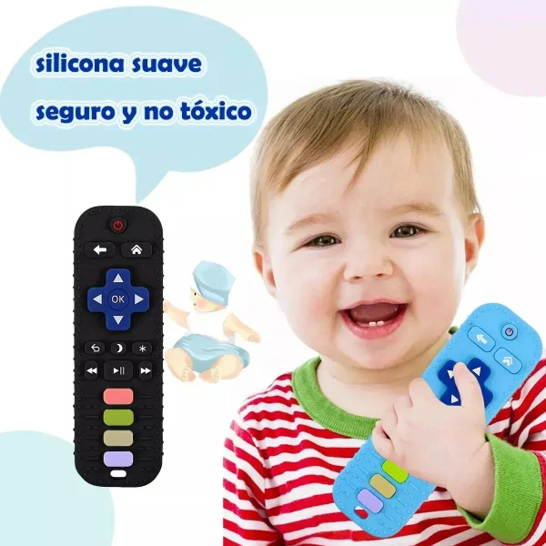 Mordillo Bebé Control Remoto Silicona Mordedor Dienticion Negro