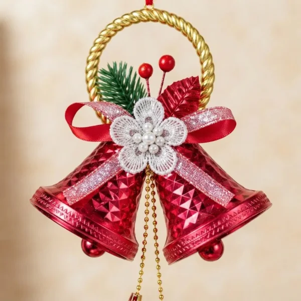 Adorno Campana Navideña Colgante Navidad Deco Arbol Puerta Plata