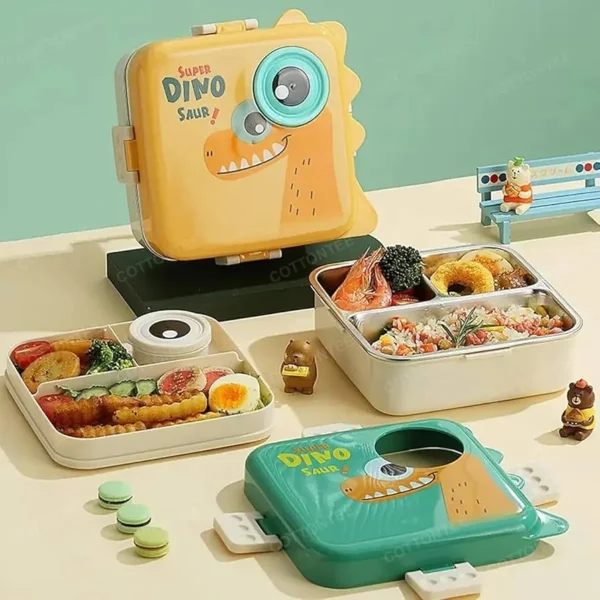 Lunchera Infantil Dinosaurio Escolar Jardin Vianda Infantil Verde