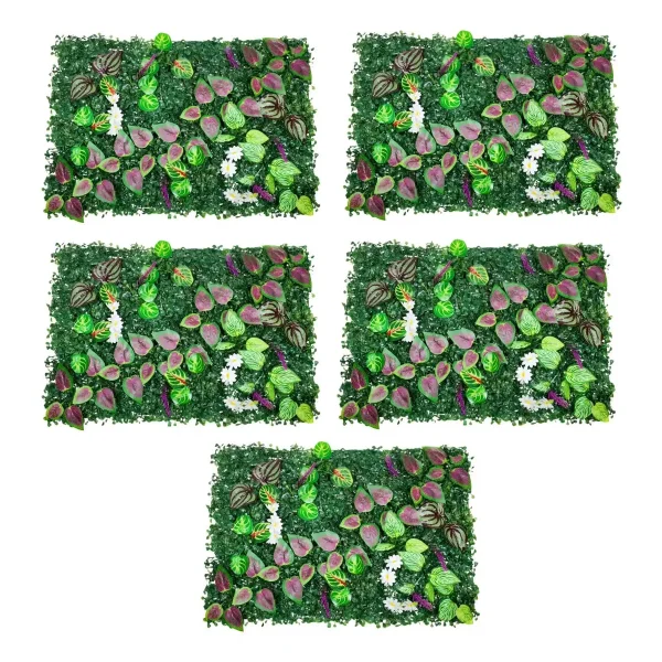 Jardín Vertical X5 Artificial Flores Deco Muro Verde 40x60 Verde