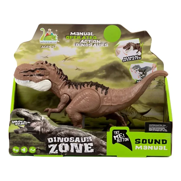 Muñeco Dinosaurio T-rex Juguete Articulado Con Luz Y Sonido T-rex Marrón Claro