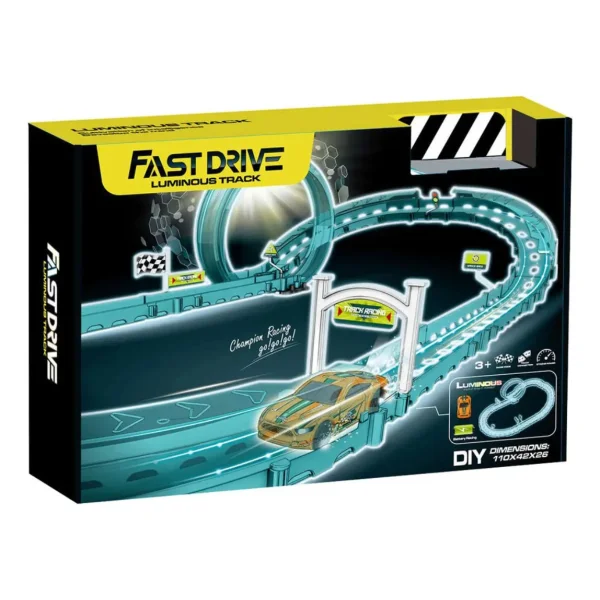 Pista De Autos Rápida Fast Drive Luminosa Brilla Oscuridad Celeste