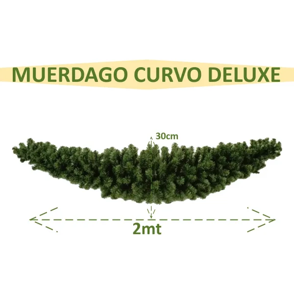 Guirnalda Rama Muerdago Curvo Navideño 2m X 30cm Deluxe Verde