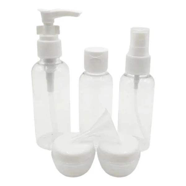 Kit Neceser Frascos De Viaje Avión Envases Recargables X5 Blanco Liso