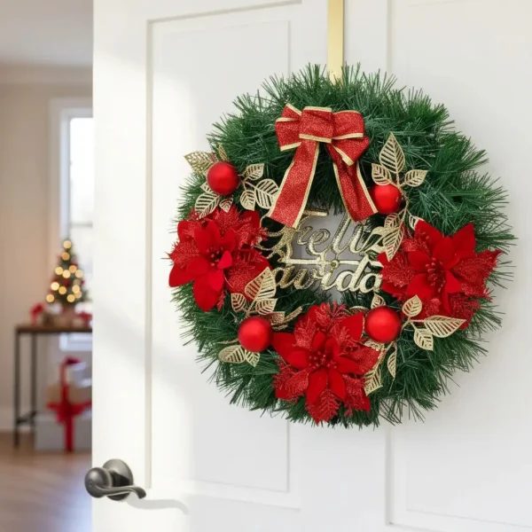 Corona Navidad 40 Cm Adorno Para Puerta Decoracion Navideña