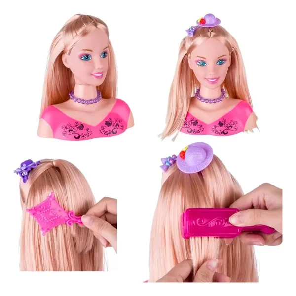 Cabeza De Muñeca Para Peinar Con Accesorios Peluqueria Princesa