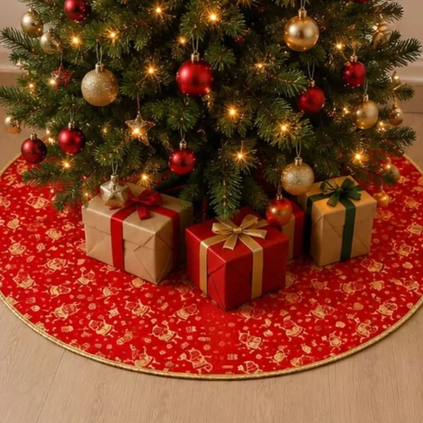 Cubre Pie Arbol Navidad Funda Adornos Decoracion Rojo