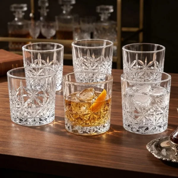 Set X6 Vasos Para Tragos Whisky 320ml Labrado Transparente Transparente