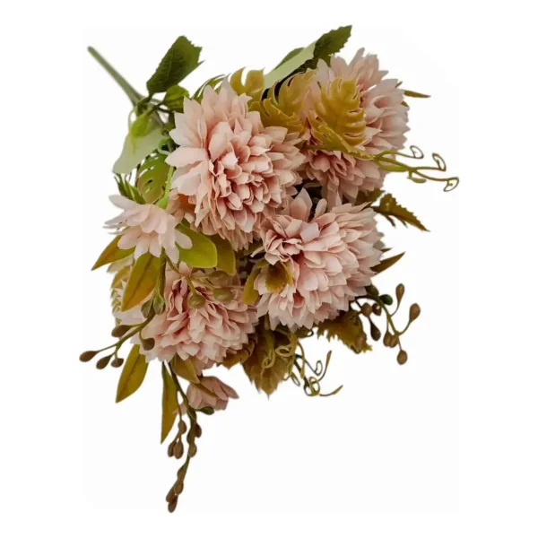 Ramo Crisantemos Flores Artificiales 30cm Decoración Pack X6 Rosa
