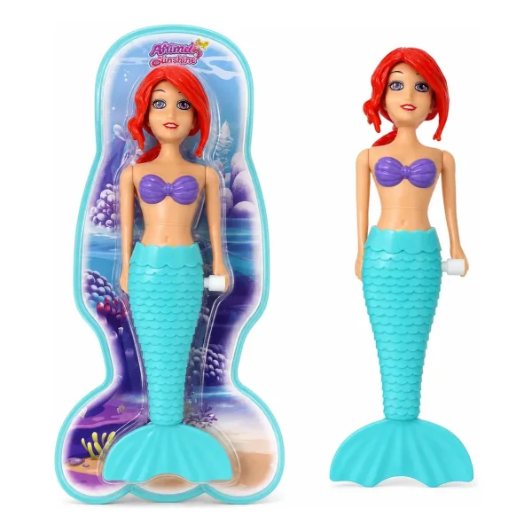 Juguete Para Agua Muñeca Sirena A Cuerda Pileta Tina Mermaid Turquesa