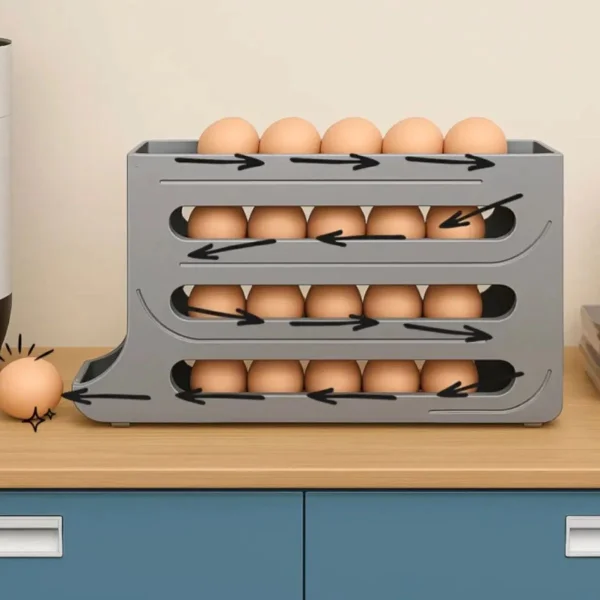 Huevera Organizador Deslizante 30 Huevos Heladera Cocina Gris Oscuro