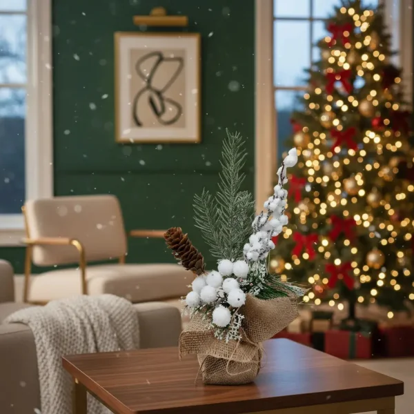 Arbol De Navidad Mini Pino Navideño De Mesa Decorado 26cm Verde Mini Pino Navideño