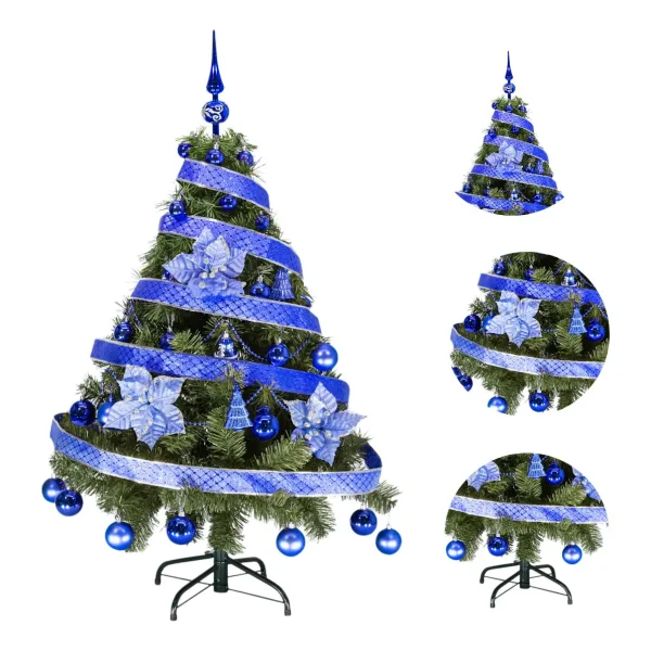 Arbol De Navidad Tronador Lujo 1,20mts Pino Decorado Azul