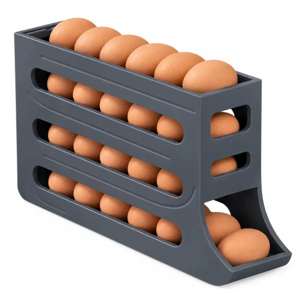 Huevera Organizador Deslizante 30 Huevos Heladera Cocina Gris Oscuro