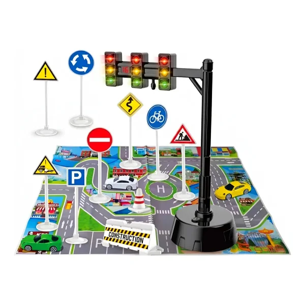 Set Señales Viales Educativo Autos Semáforo Luz Sonido Mapa Multicolor
