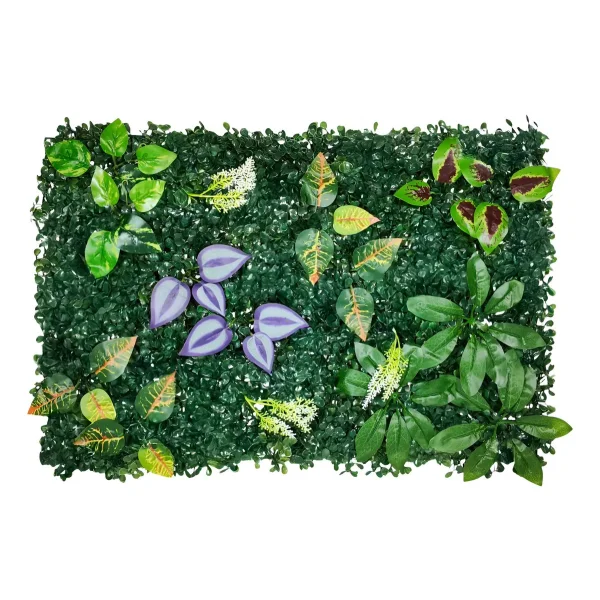 Jardín Vertical X5 Muro Artificial Flores Deco Hogar 40x60 Verde