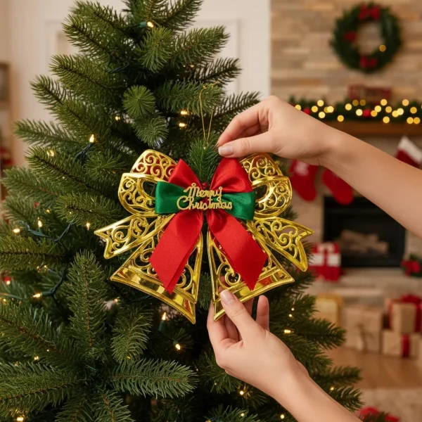 Campanas Caladas Deco Navidad Adorno Arbolito Puerta 28x20cm Dorado
