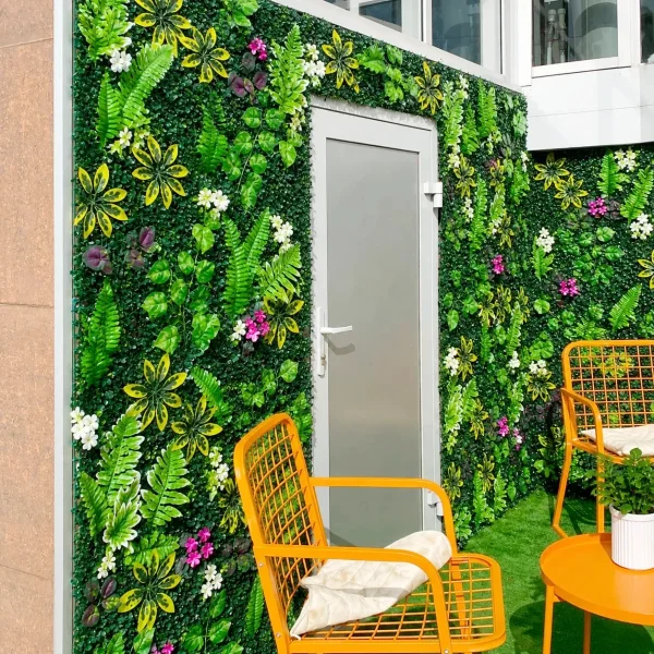 Jardín Vertical X5 Artificial Flores Decoración Verde 40x60 Verde