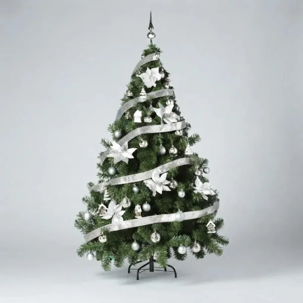 Arbolito Navidad Montañes Deluxe 1.80mts Con Adornos Plata Plata