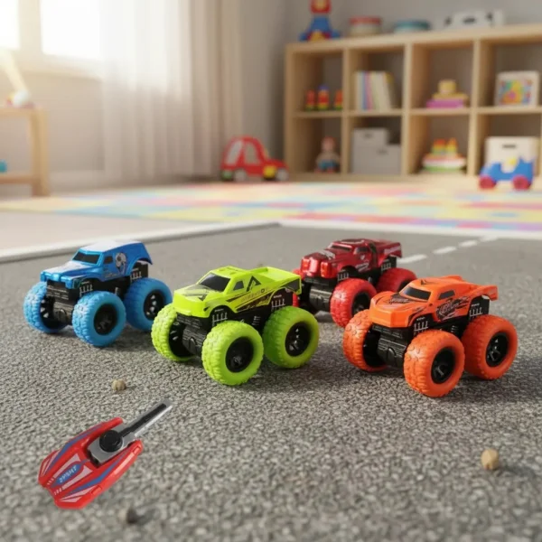 Camionetas Monster Truck De Metal X3 Con Lanzador Juguete Multicolor