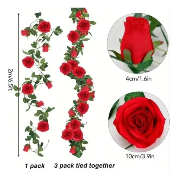 Flores Artificiales Enredadera Rosa Pack X6 Guirnalda Deco Rosa
