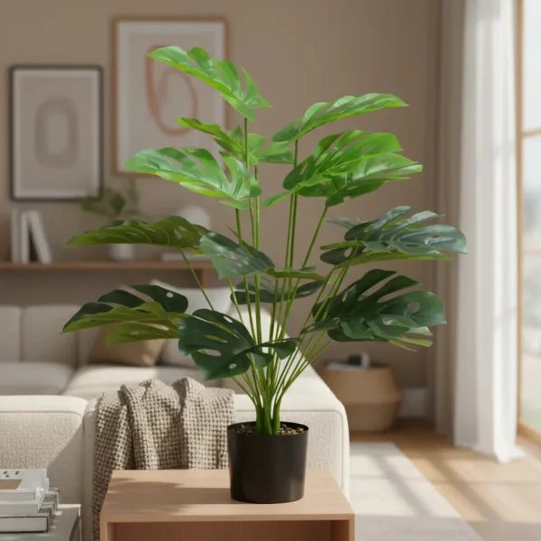 Planta Artificial Con Maceta Monstera 70cm Decoración Hogar Verde