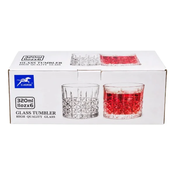 Set X6 Vasos Para Tragos Whisky 320ml Labrado Transparente Transparente