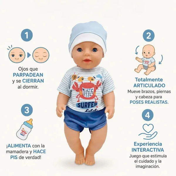 Bebote Bebé Toma Y Hace Pis 45cm Juguete Con Accesorios