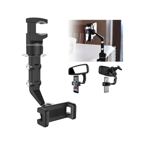 Soporte Celular Espejo Retrovisor Auto Giratorio 360° Expreso Polar Negro