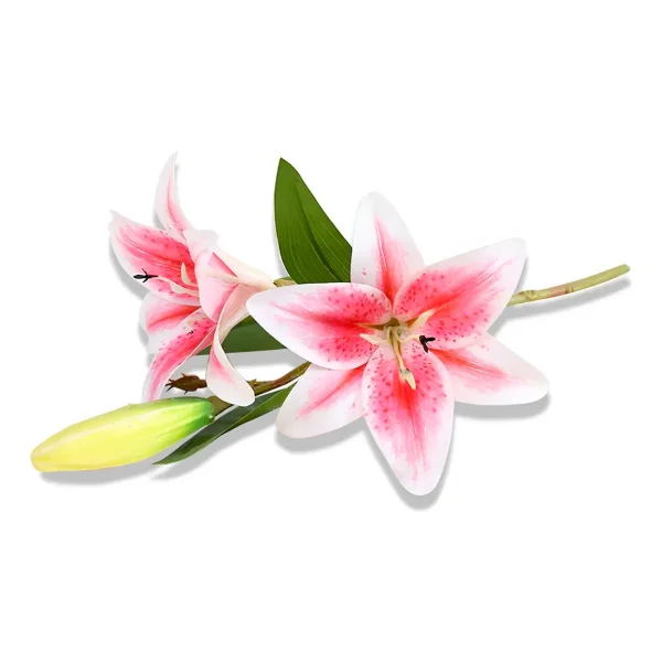 Ramo De Flores Lirios Artificiales Lilium Toque Real 36cm Amarillo
