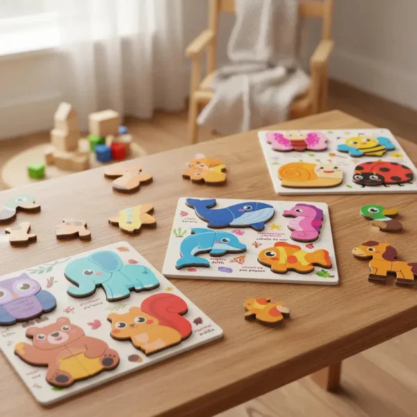 Juego De Encastre Rompecabezas 3d Madera Didáctico Niños Bosque