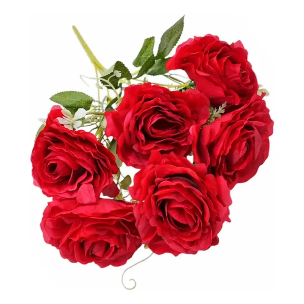 Ramo De Rosas Flores Artificiales 35cm Decoracion X3 Blanco