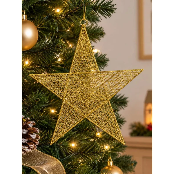 Estrella Adorno Colgante Decoración Navideño Navidad 40cm Dorado