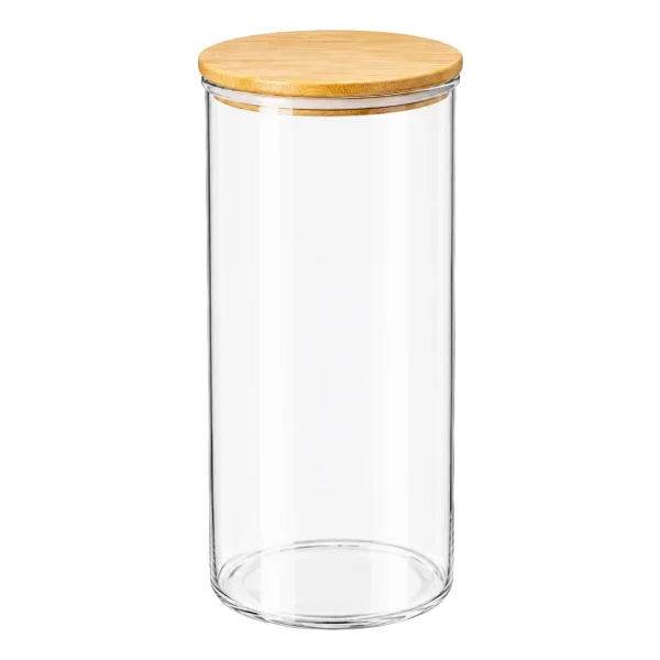 Frasco Contenedor Acrílico Con Tapa Hermético Bambú 1600ml Transparente