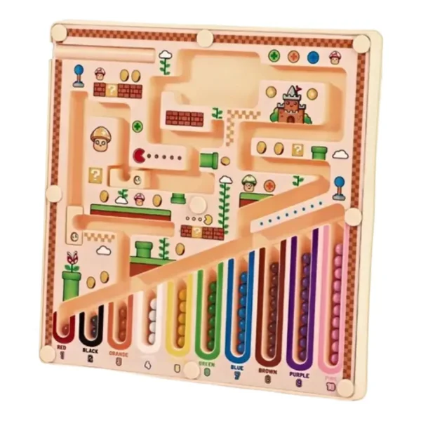 Juego Magnético Laberinto Bolitas Lápiz Colores Niños Beige