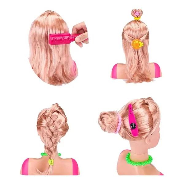Cabeza De Muñeca Para Peinar Con Accesorios Peluqueria Princesa