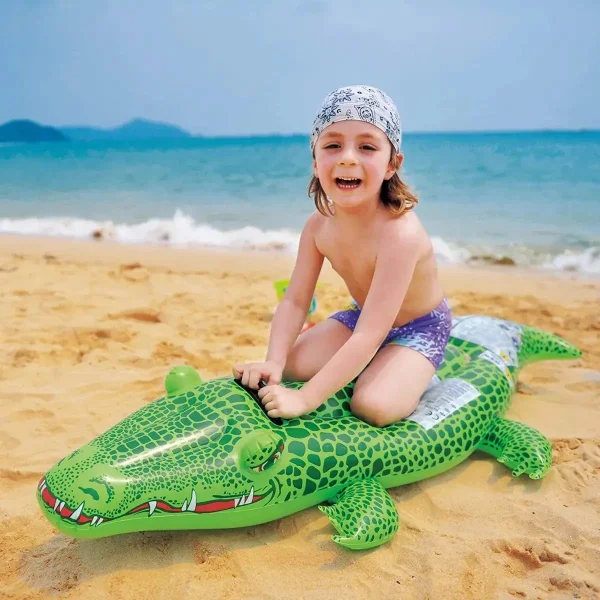 Colchoneta Cocodrilo Inflable Flotador Para Pileta Agua Verde