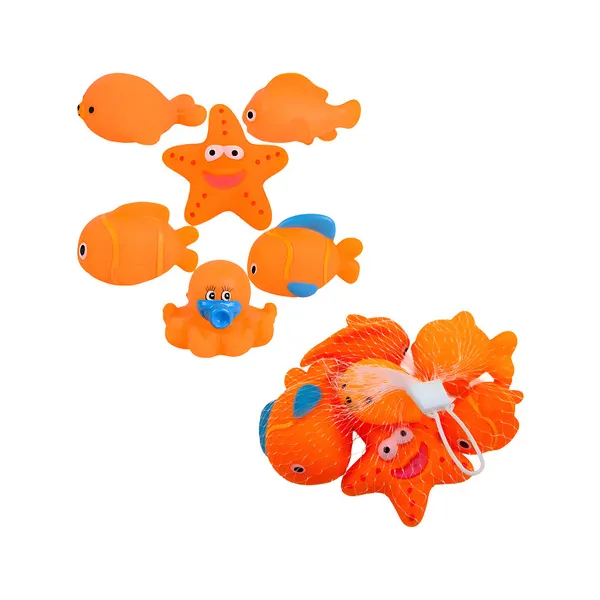 Set Animales De Goma Muñecos Para Jugar En La Bañera Color Naranja