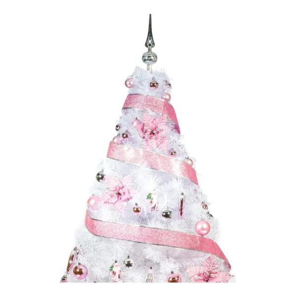 Arbol Navidad Blanco Tronador De Lujo 1.80mts + Kit Rosa Blanco