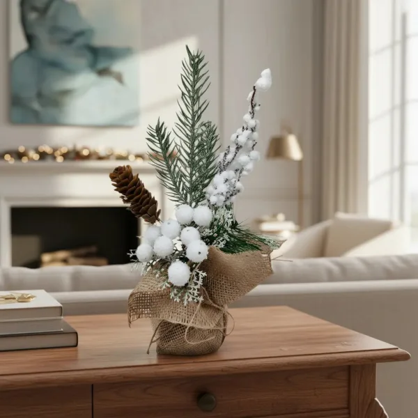 Arbol De Navidad Mini Pino Navideño De Mesa Decorado 26cm Verde Mini Pino Navideño