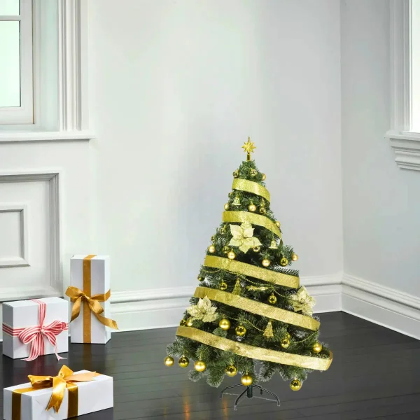 Arbol de Navidad Tronador De Lujo Verde 1,50mts + Kit 40 Oro