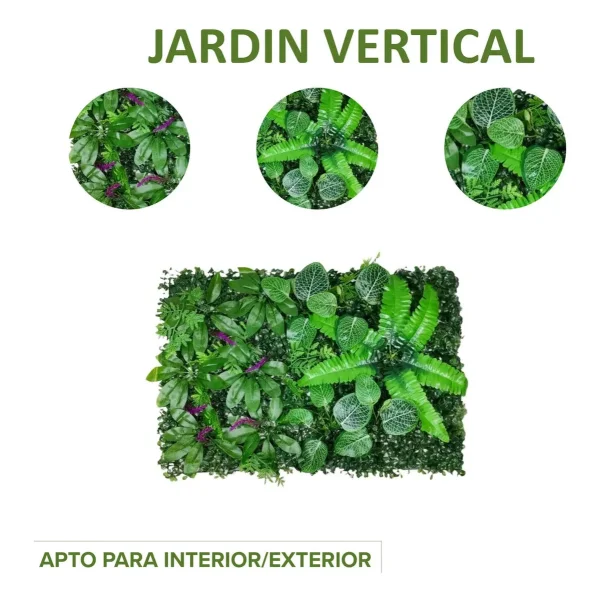 Jardin Vertical Artificial Verde Pack X5 Muro Pared 40x60cm Verde