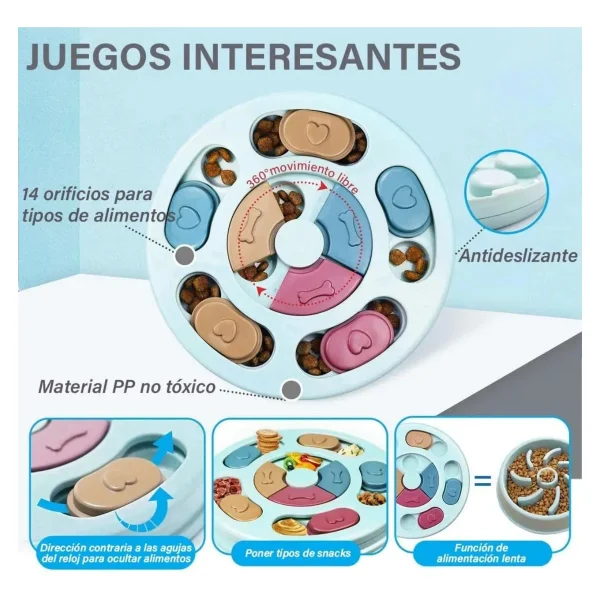Juguete Interactivo Plato Perro Gato Alimento Premio Olfato Agua