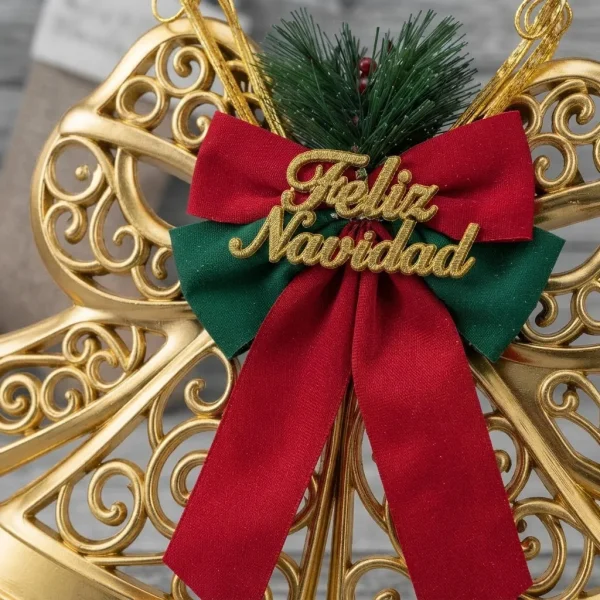 Campanas Caladas Deco Navidad Adorno Arbolito Puerta 28x20cm Dorado
