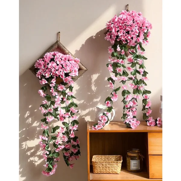 Ramo Flor Colgante Planta Jardin Artificial Enredadera X4u Rosa
